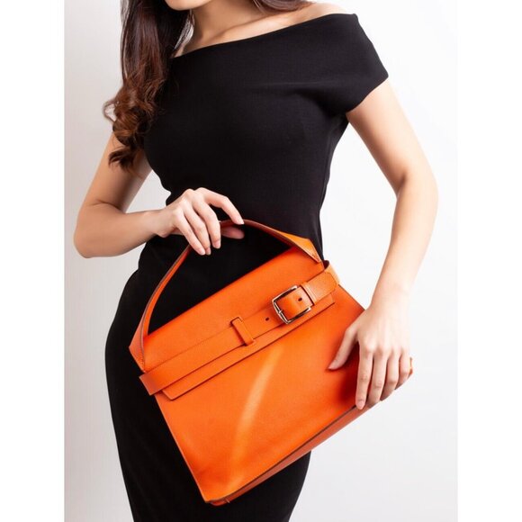 Pre-owned Hermès Taurillon Clemence Evercolor Etribelt Bag Orange - Picture 9 of 9